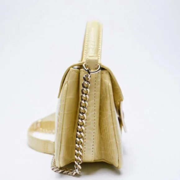 Zara Animal Print Crossbody Bag with Buckle Yellow - Picture 5 of 11